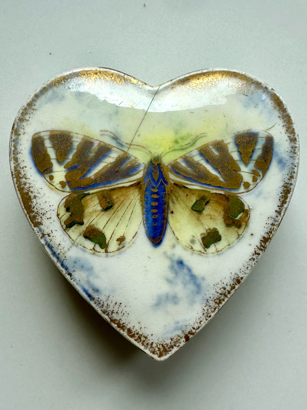 Vintage Aynsley England Hand Painted Butterfly Porcelain Trinket Dish